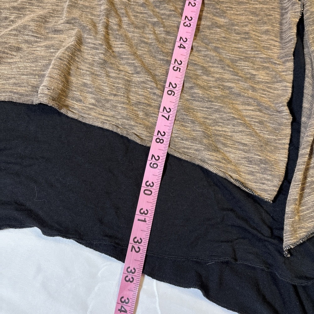 Yak N Yeti Brown & Black Crepe Textured Long Sleeve Lagenook Top Women's Size L - Picture 6 of 8
